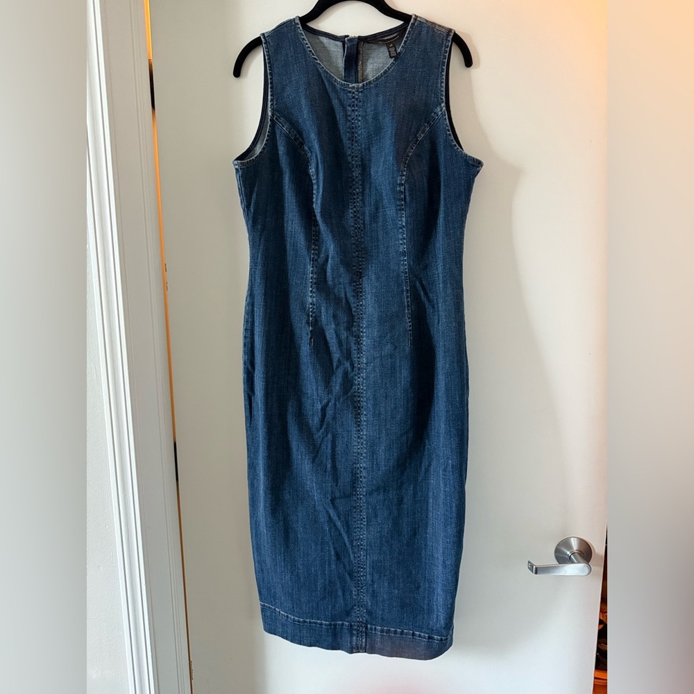 Neve worn! WHBM Body Con Jean Dress with Zipper Back